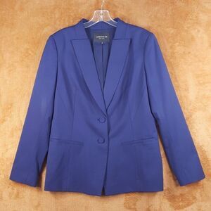 LAFAYETTE 148 Womens Blazer Size 12 Blue Two Button Virgin Wool Classic